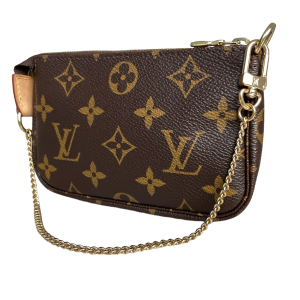 Louis Vuitton Mini Pochette Accessoires en toile Monogram avec chaîne dorée