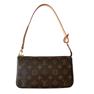 Louis Vuitton Pochette Accessoires NM en toile Monogram avec bandoulière en cuir vachetta